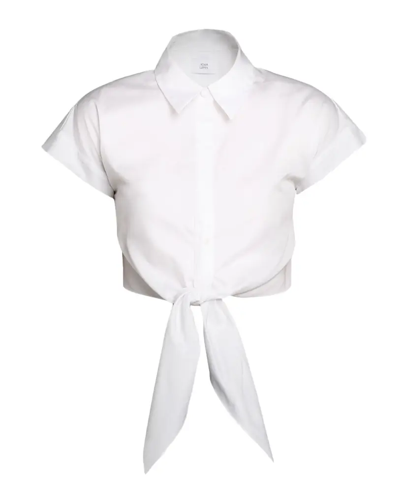 Adam Lippes Mila Cotton Poplin Tie Crop Button-Down Top