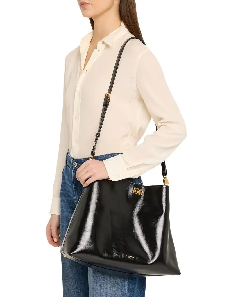 Dolce & Gabbana Vittoria Glossy Leather Crossbody Bag