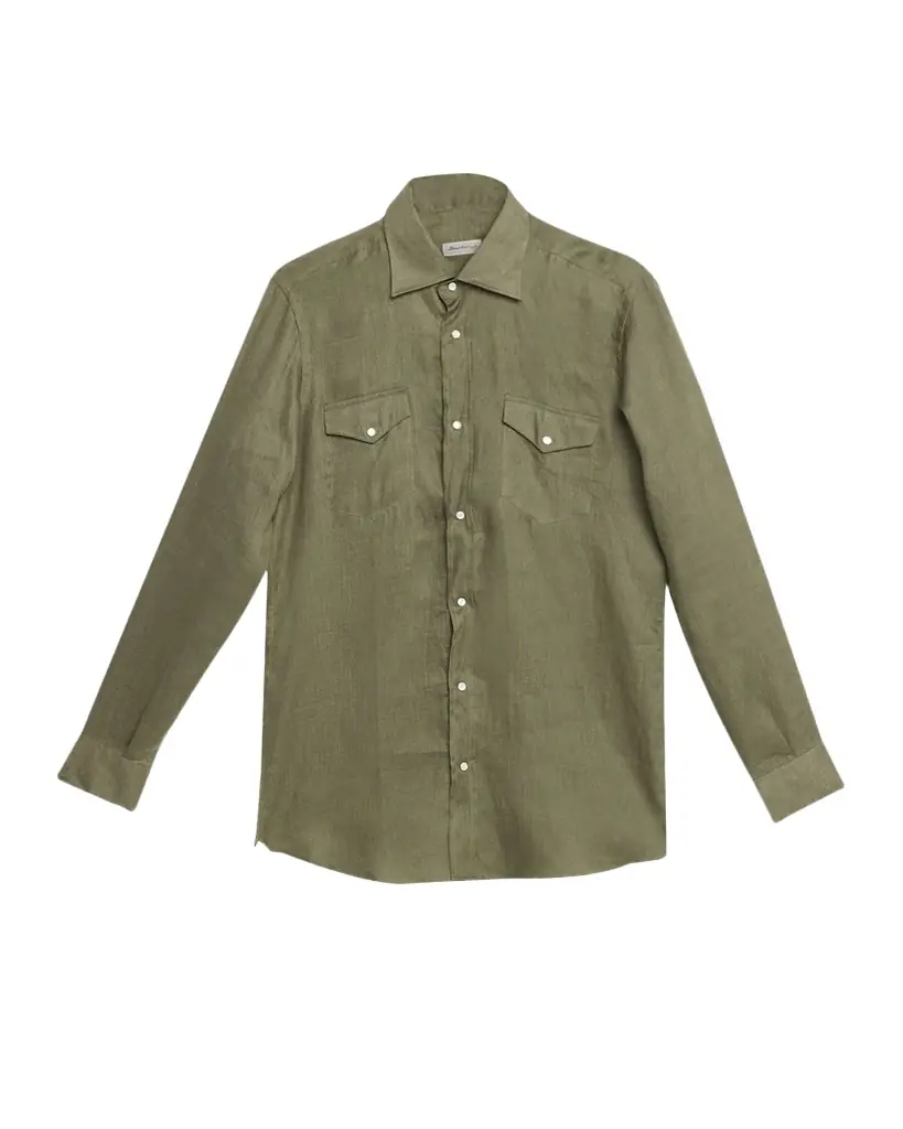 Sartorio Men 's Texas Linen Button-Front Shirt