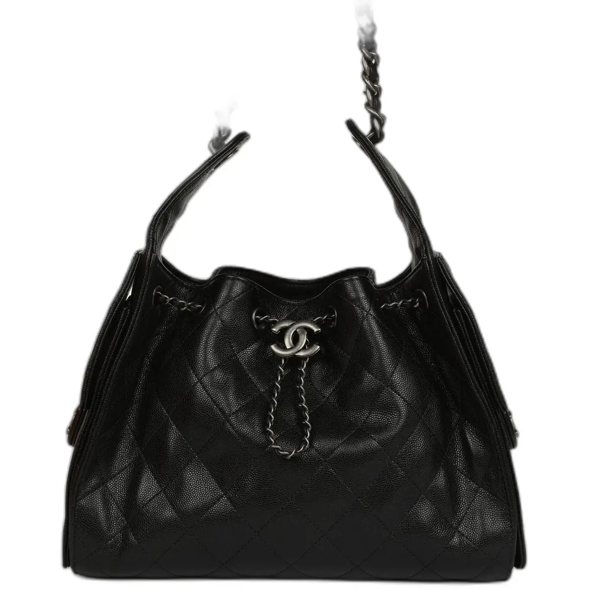 Chanel Chanel Small 25 Hobo Bag Black Shiny Caviar Aged Ruthenium Hardware