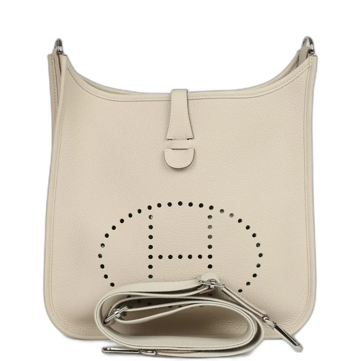 hermes Hermes Evelyne III PM Craie Clemence Palladium Hardware