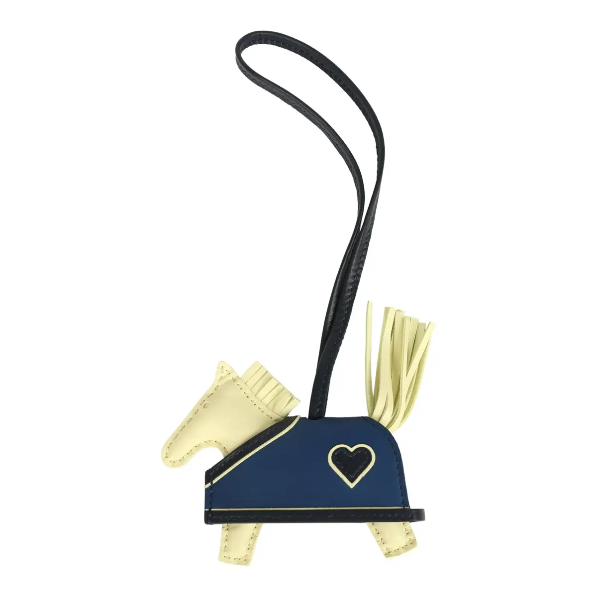 hermes Hermes Rodeo Robeo Coeur Charm PM Jaune Milton, Bleu Nuit and Bleu Tie Milo Lambskin