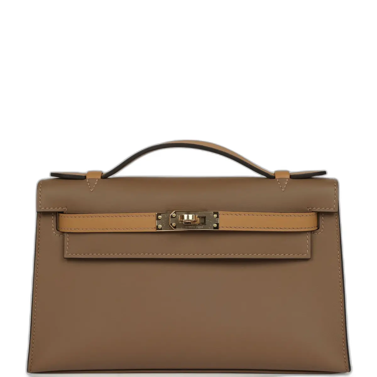 hermes Hermes Special Order (HSS) Kelly Pochette Beige De Weimar and Biscuit Swift Permabrass Hardware