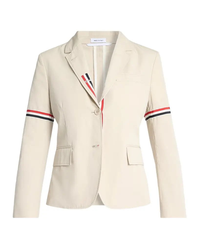 Thom Browne Grosgrain Arm-Band Single-Breasted Cotton Sport Coat