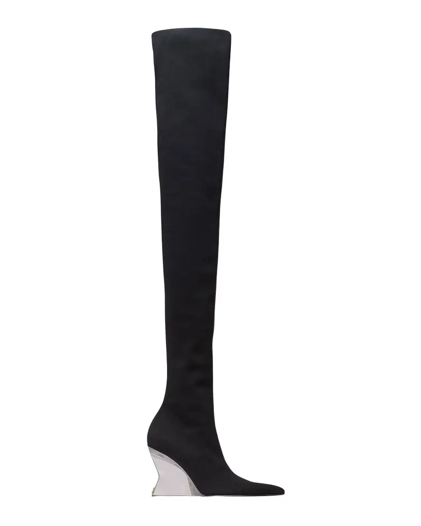 Balmain Wedge Knit Thigh-High Boots