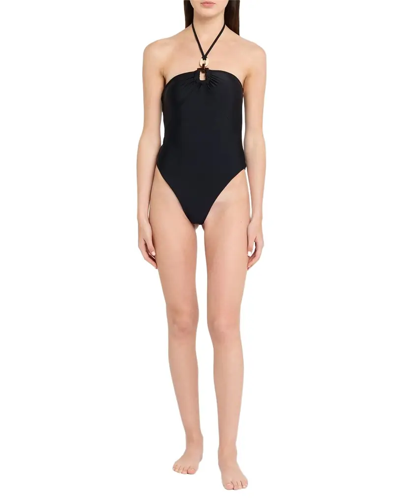 Ramy Brook Marjorie Ring Halter One-Piece Swimsuit