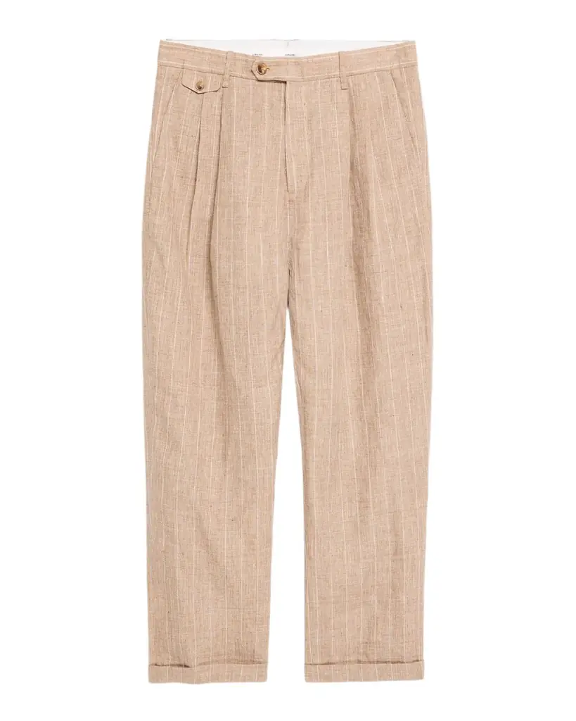 SIMKHAI Men 's Jacob Striped Linen Pleated Pants