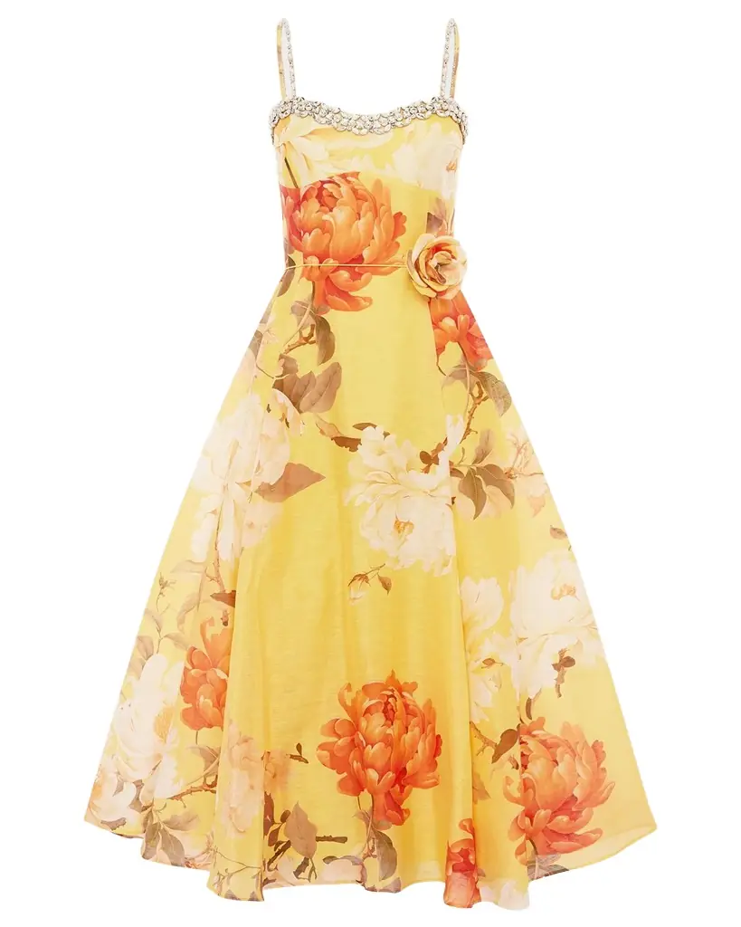 LEO LIN Mariela Crystal Floral-Print Midi Dress