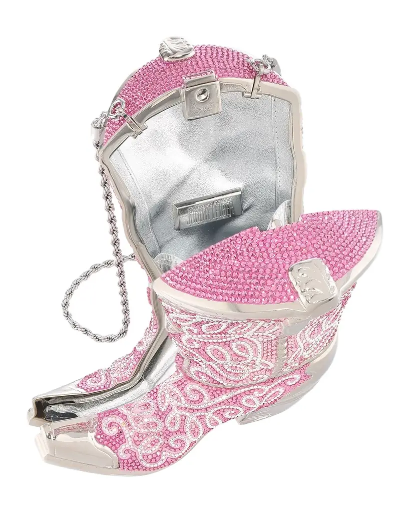 Judith Leiber Couture Crystal Cowboy Boot Clutch Bag