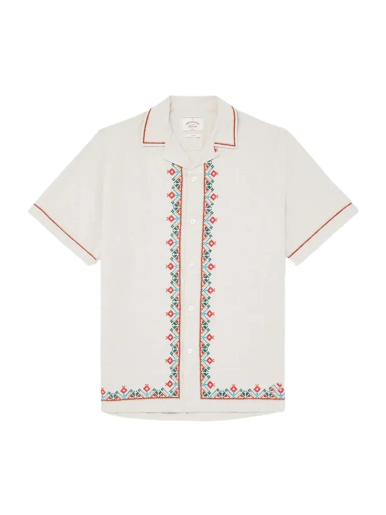 Portuguese Flannel Convertible-Collar Embroidered Linen and Cotton-Blend Shirt - Men