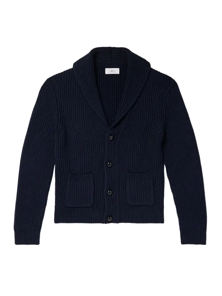 MR P. Shawl-Collar Ribbed Cotton and Cashmere-Blend Cardigan - Men