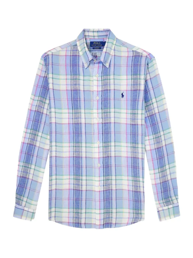 Polo Ralph Lauren Button-Down Collar Logo-Embroidered Checked Linen Shirt - Men