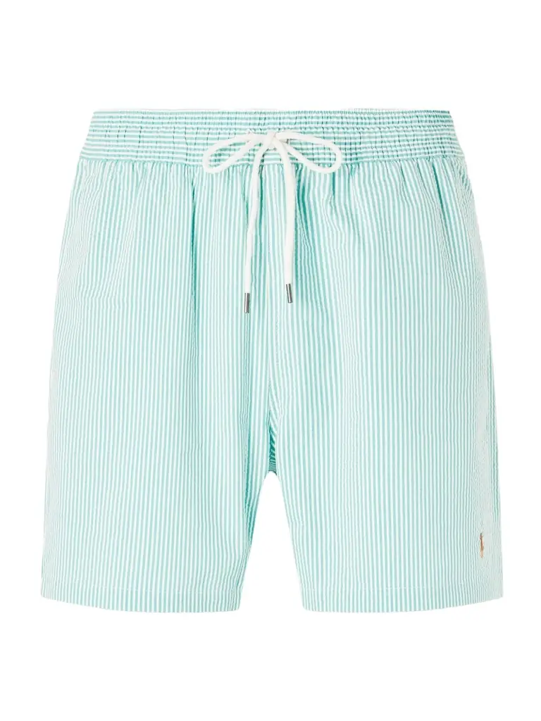 Polo Ralph Lauren Traveler Straight-Leg Mid-Length Striped Cotton-Blend Seersucker Swim Shorts - Men