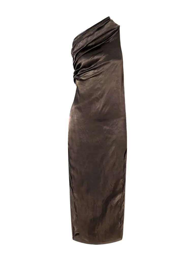 Rick Owens Athena One-shoulder Satin Midi Dress