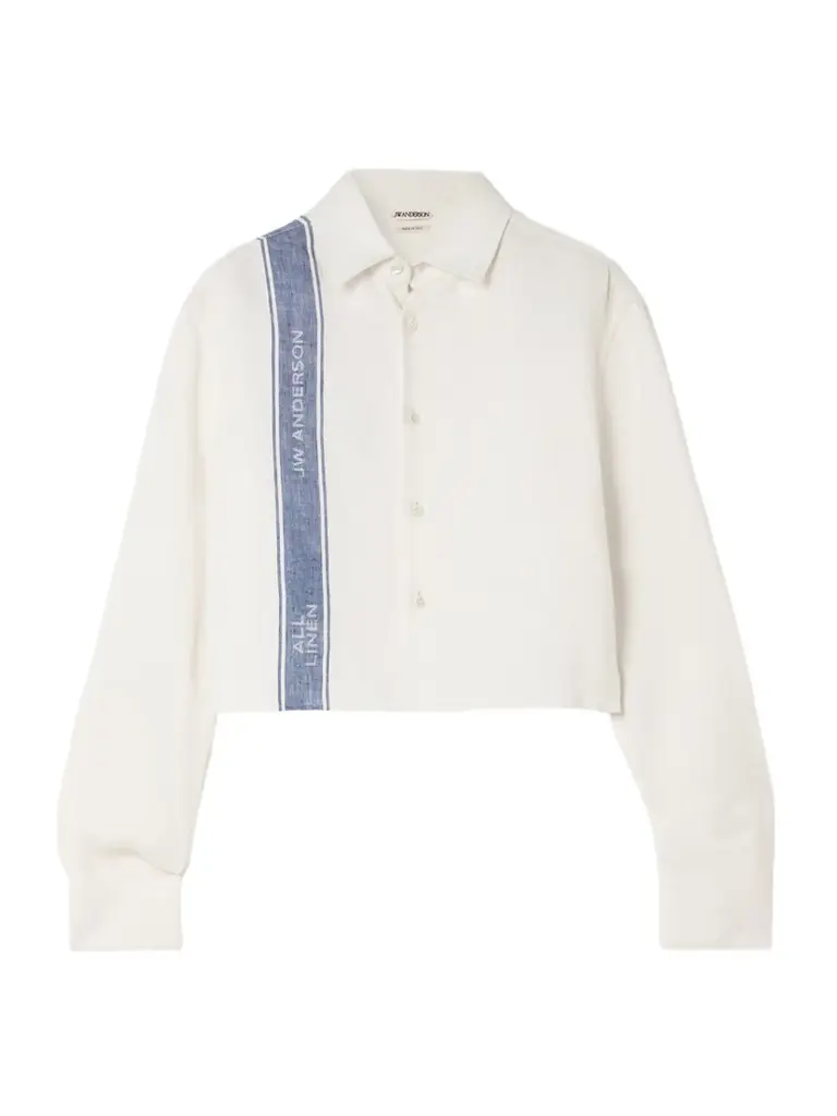 JW Anderson Cropped Linen-jacquard Shirt