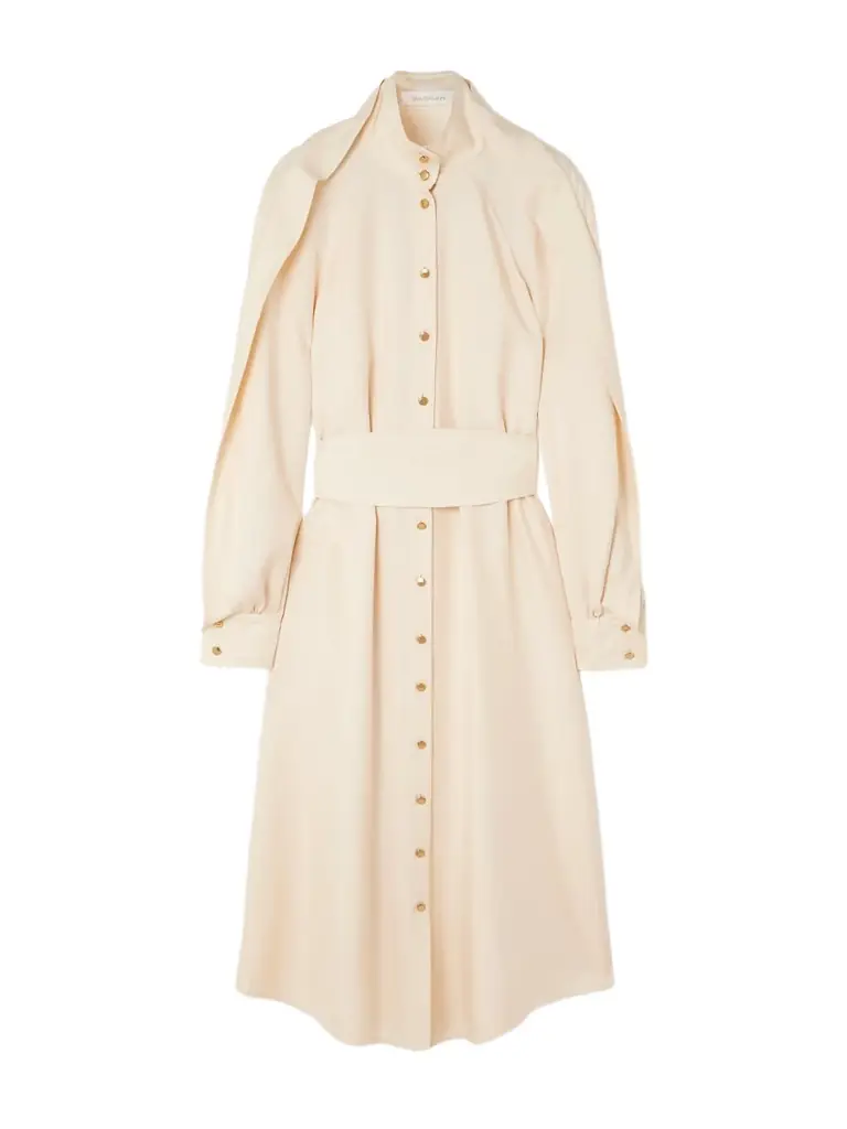 Zimmermann Luna Obi Ruffled Gathered Silk Midi Shirt Dress