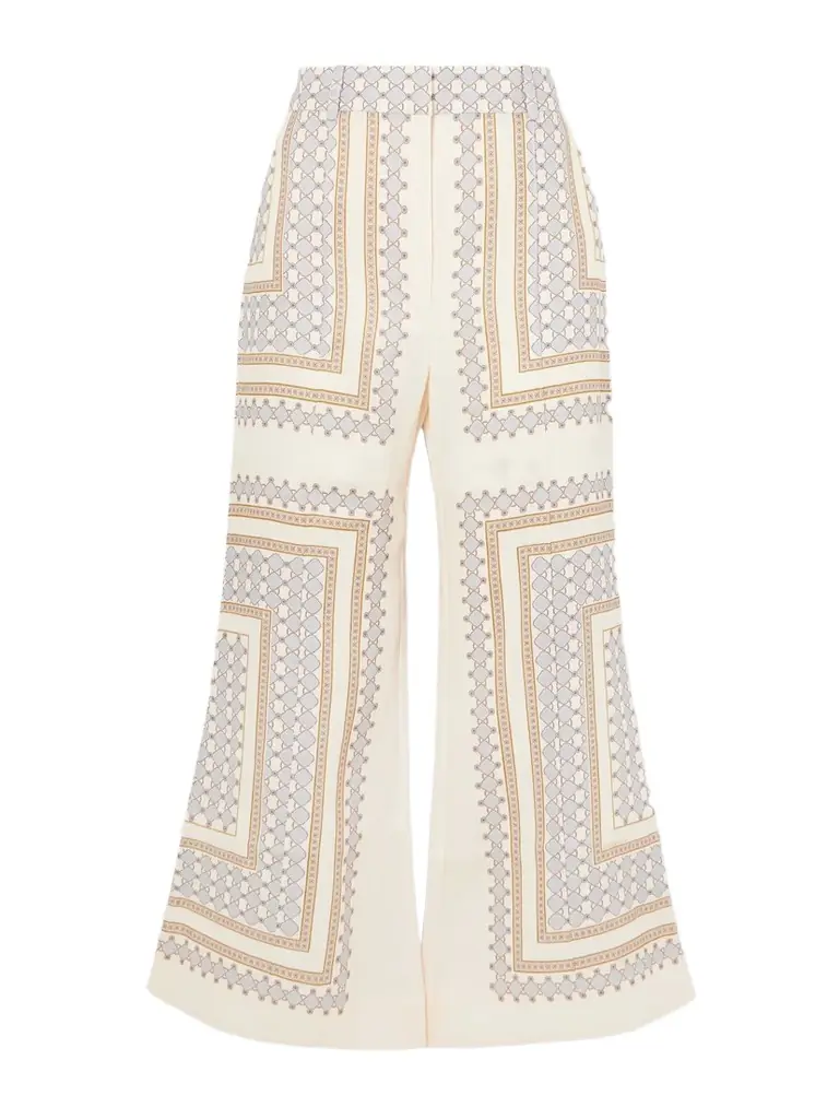 Zimmermann Cropped Flared Printed Linen Pants