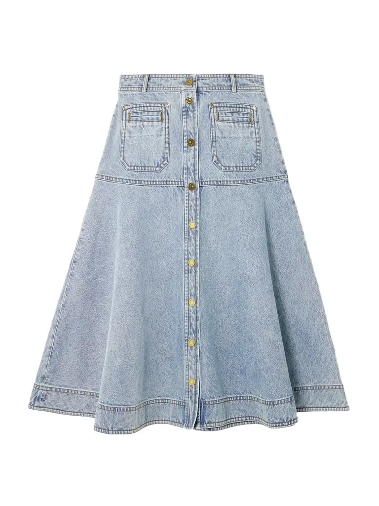 Zimmermann Denim Midi Skirt