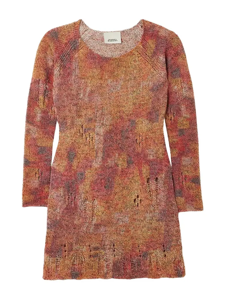 Isabel Marant Hymira Distressed Knitted Mini Dress