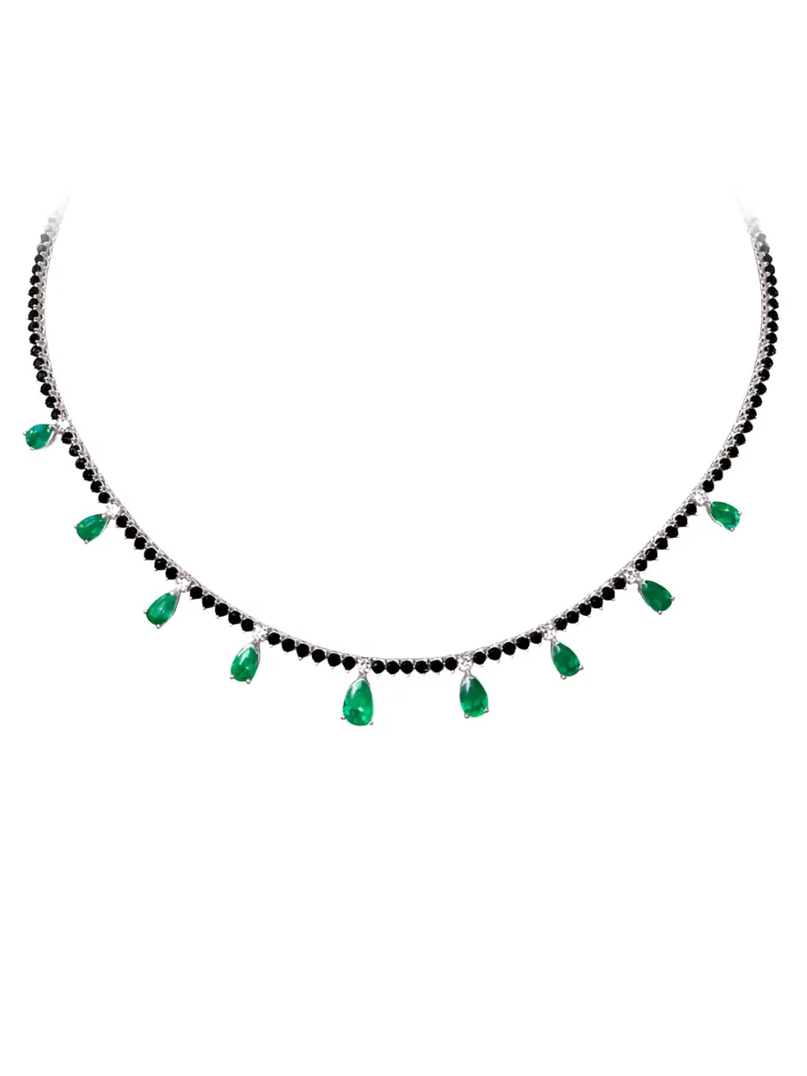 Wish Fine Jewelry 13.17ct Diamond Emerald 14K Gold Floating Necklace