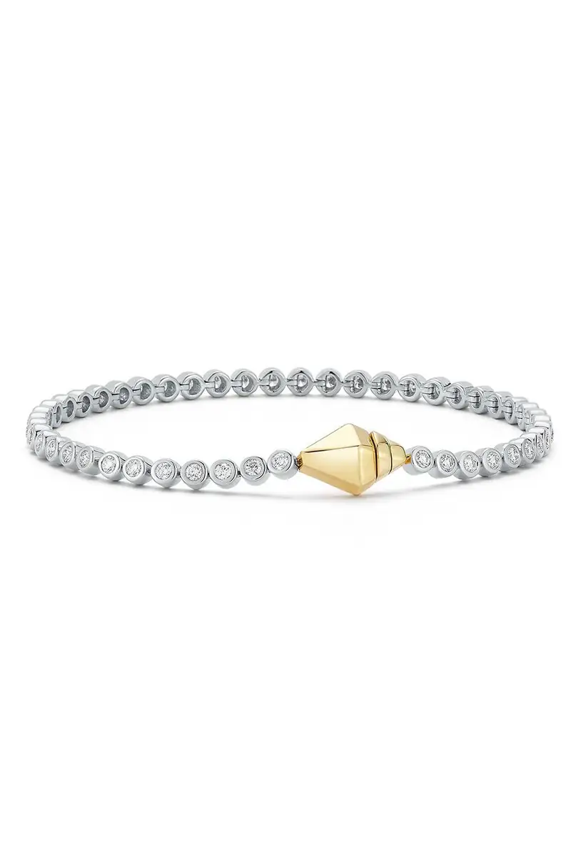 WALTERS FAITH Diamond Bezel WF Classic Clasp Tennis Bracelet - White Gold