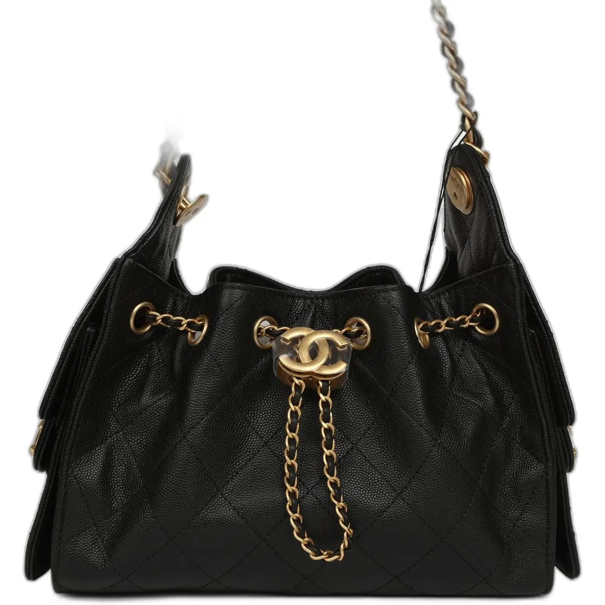 Chanel Chanel Mini 25 Hobo Bag Black Caviar Antique Gold Hardware