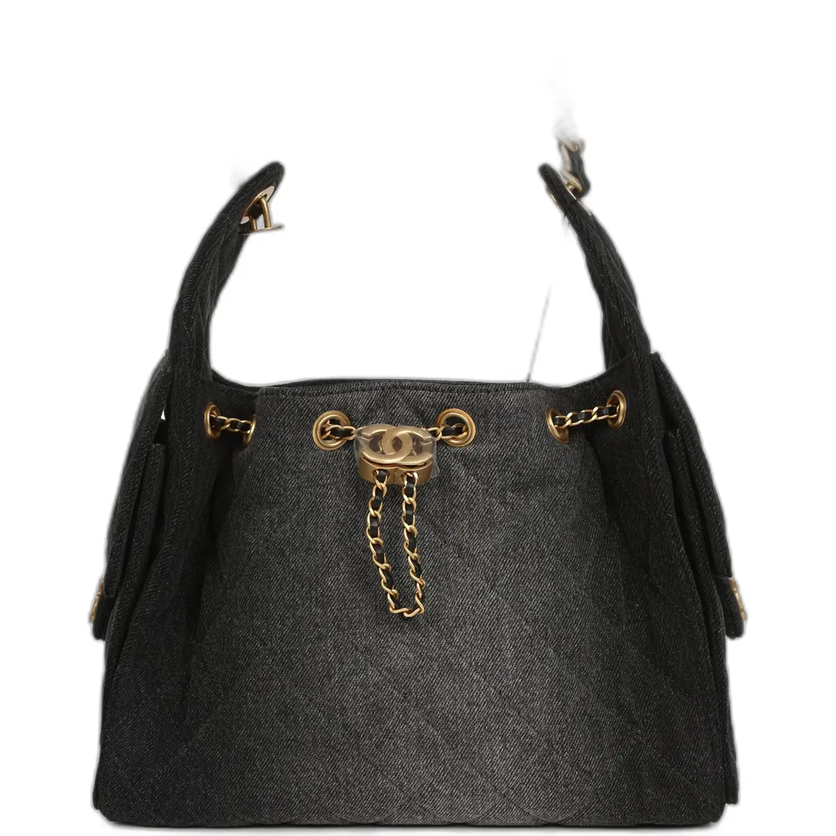 Chanel Chanel Small 25 Hobo Bag Black Washed Denim Antique Gold Hardware