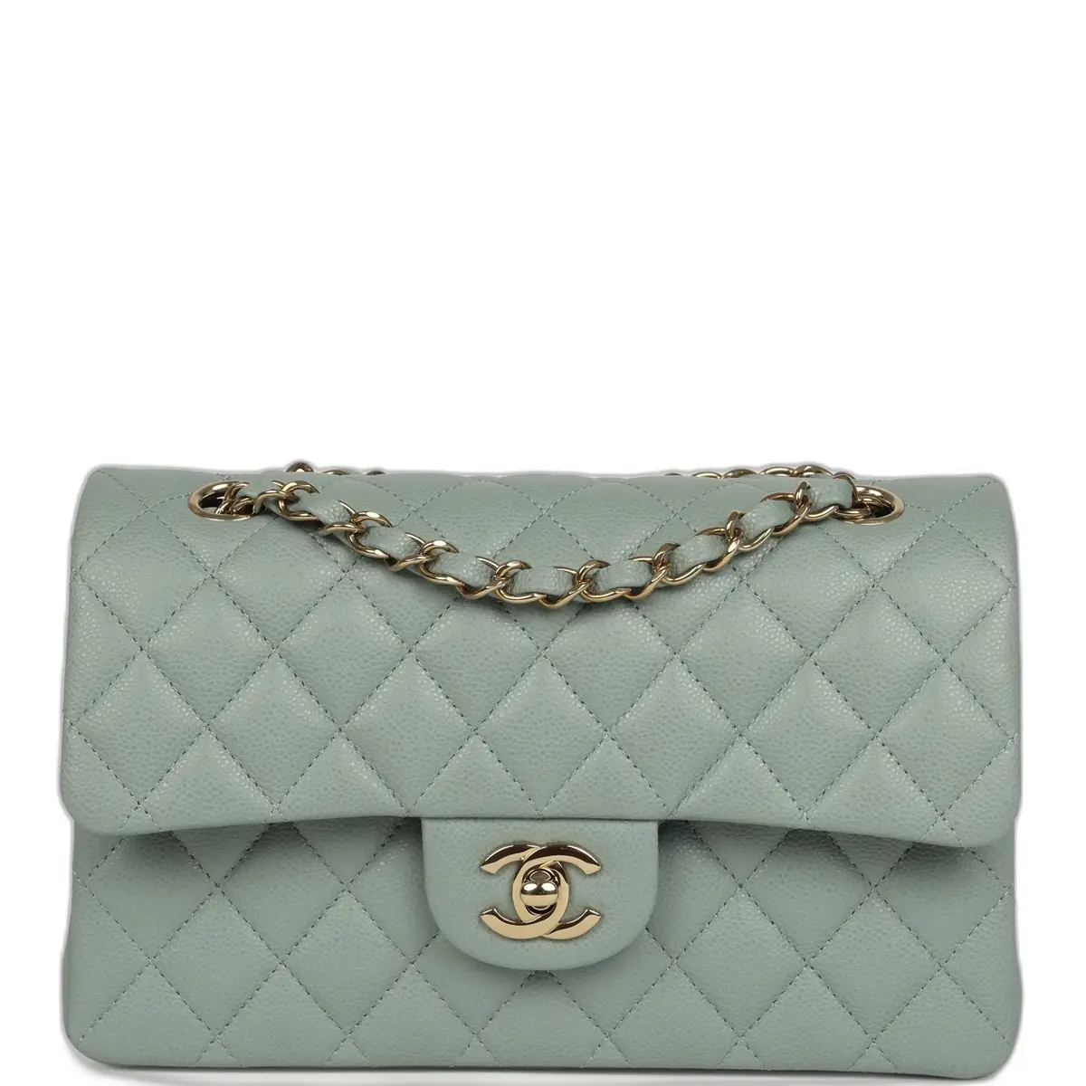 Chanel Chanel Small Classic Double Flap Bag Blue Caviar Light Gold Hardware