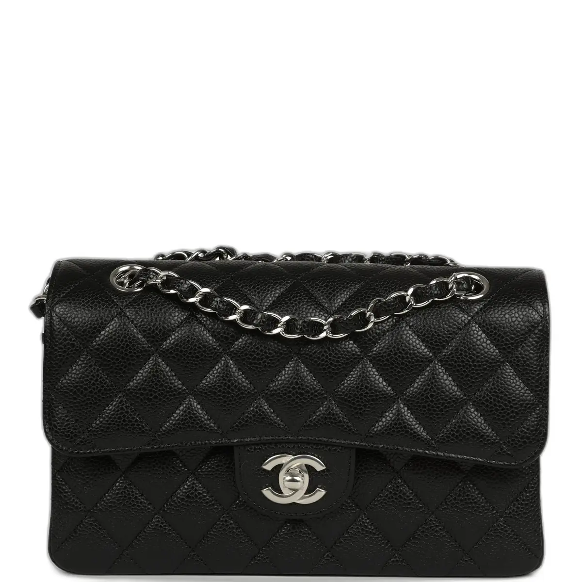 Chanel Chanel Small Classic Double Flap Black Caviar Silver Hardware