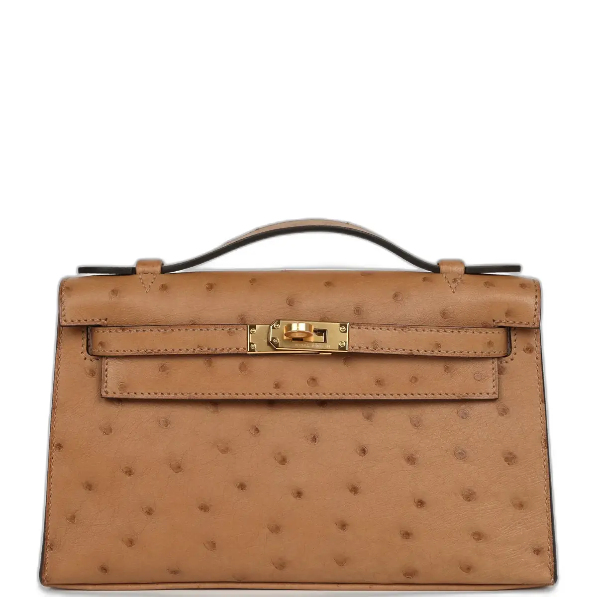 hermes Hermes Kelly Pochette Chai Ostrich Gold Hardware
