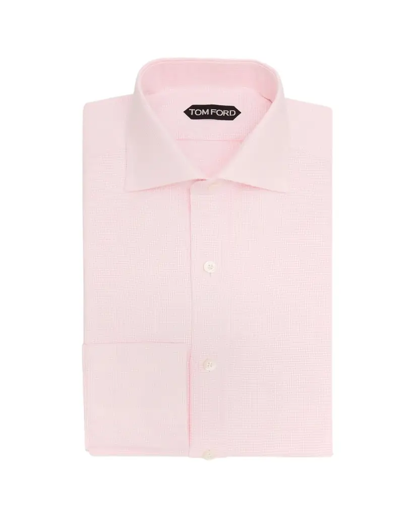 TOM FORD Men's Cotton Woven Micro-Check Dress Shirt