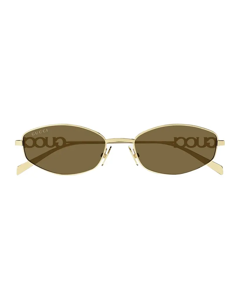 Gucci Logo Oval Metal Sunglasses