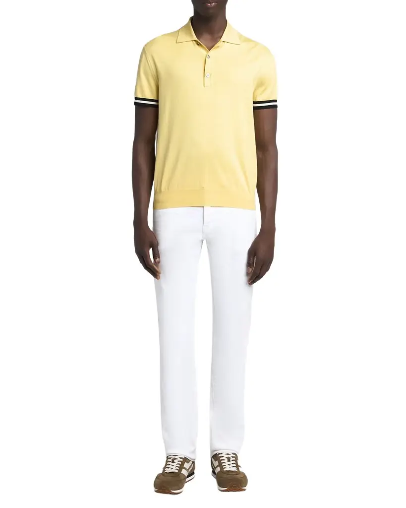 TOM FORD Men 's Cotton and Silk Tipped Short-Sleeve Polo Sweater