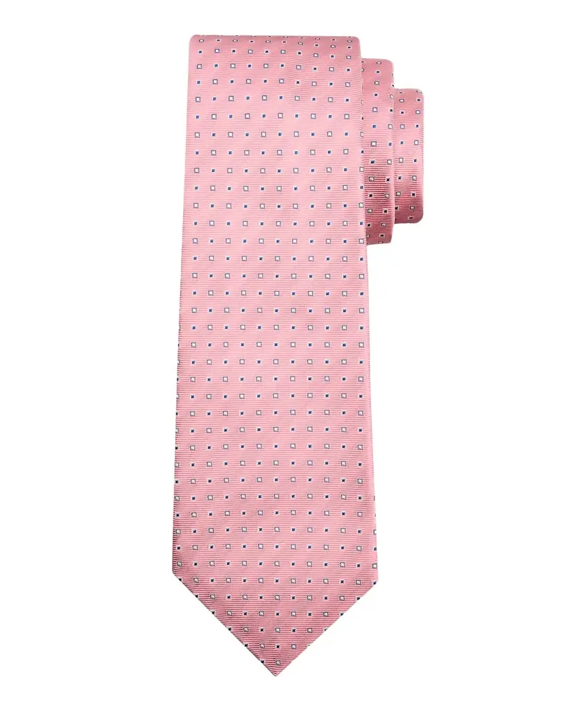 Kiton Men 's Micro-Geometric Silk 7-Fold Tie