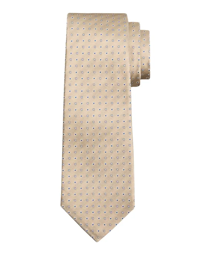 Kiton Men 's Micro-Geometric Silk 7-Fold Tie