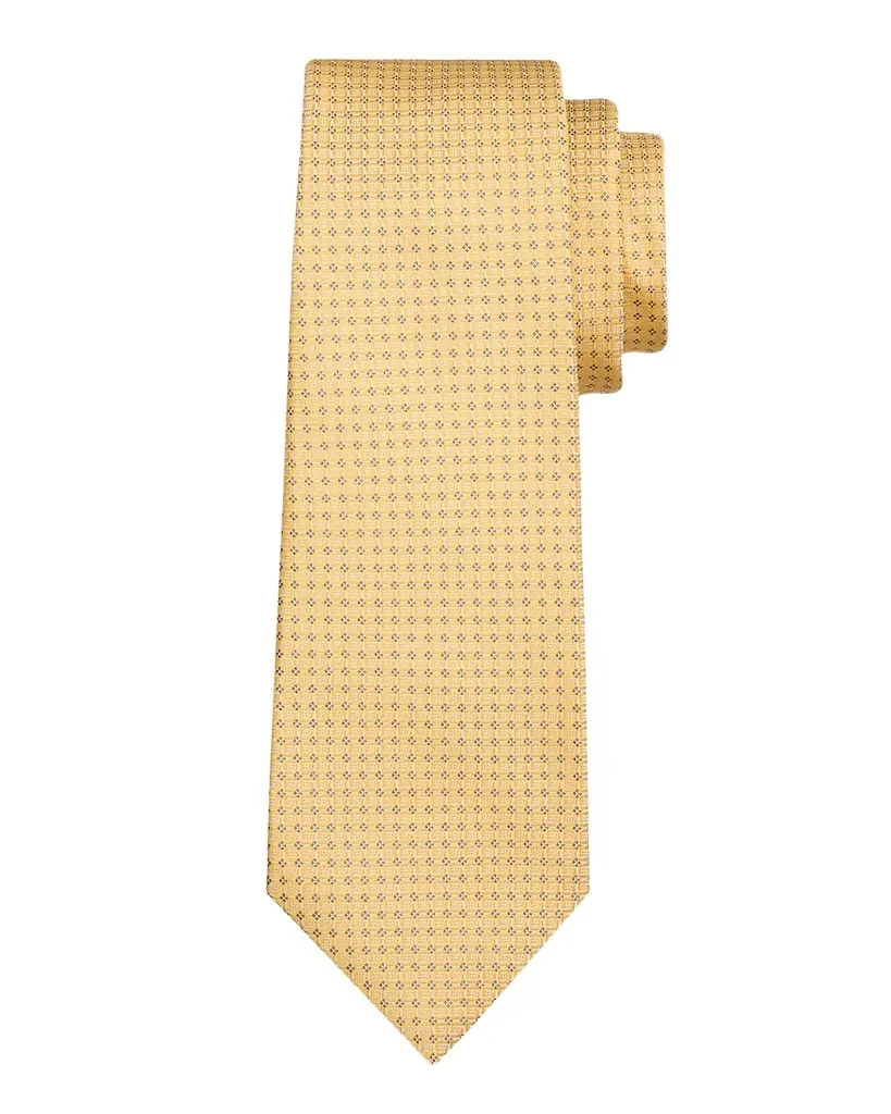 Kiton Men 's Micro-Geometric Silk 7-Fold Tie