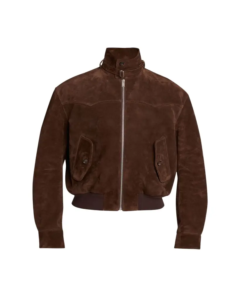McQueen Men's Harrington Cropped Leather Bomber Jacket