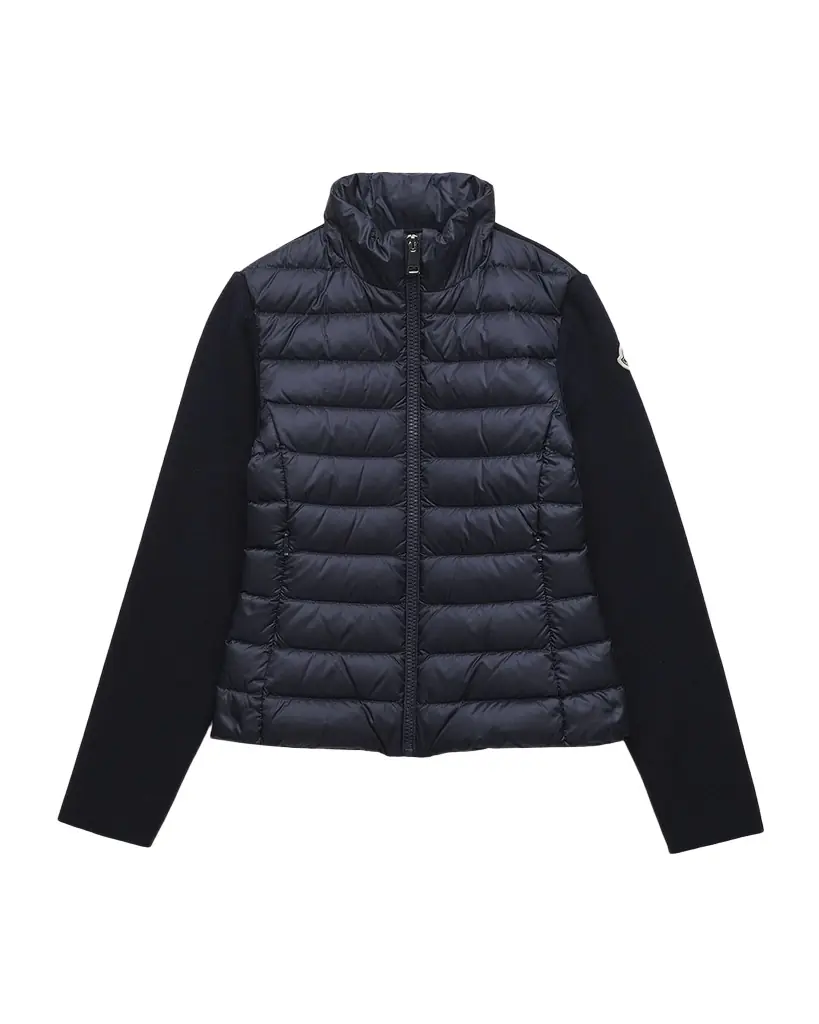 Moncler Girl 's Padded Wool Zip-Front Down Cardigan, Size 8-