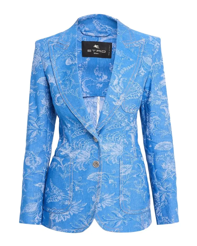 Etro Paisley Denim Jacquard Single-Breasted Jacket