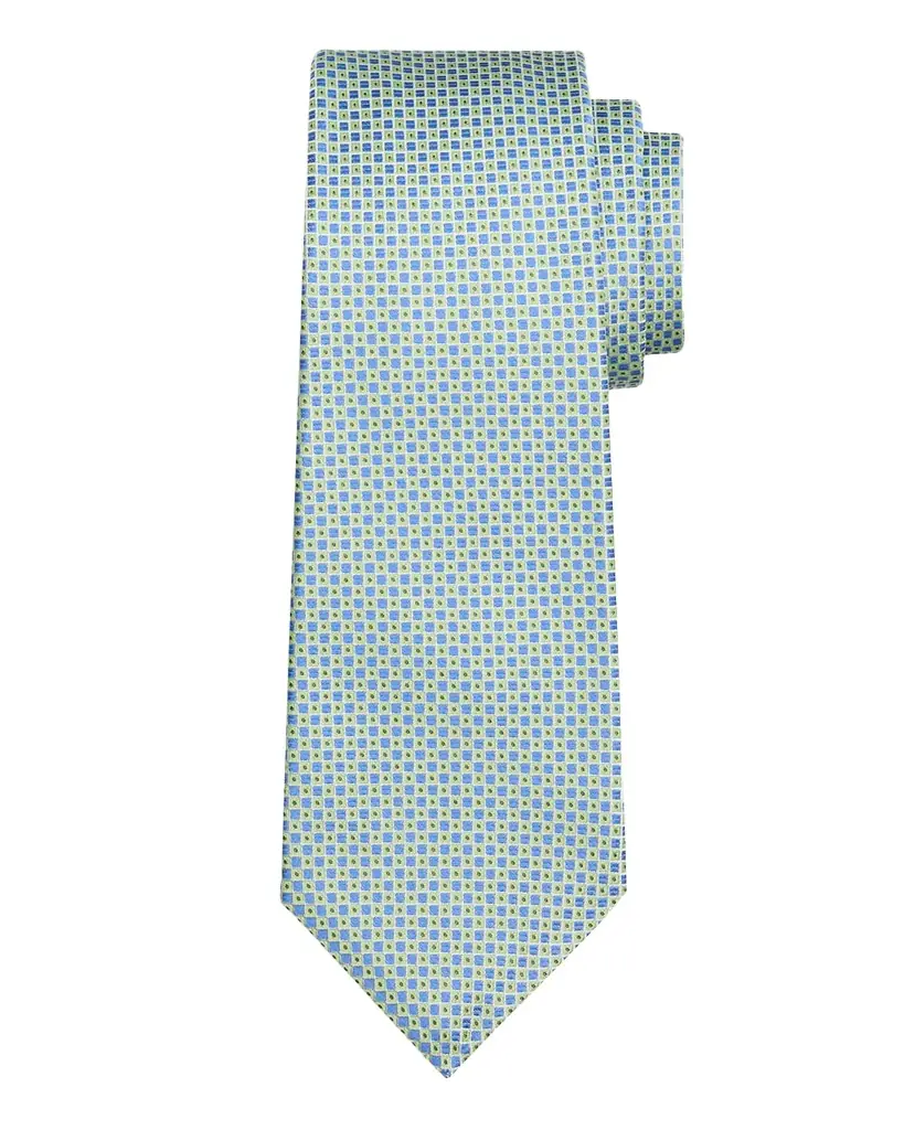 Kiton Men 's Micro-Geometric Silk 7-Fold Tie