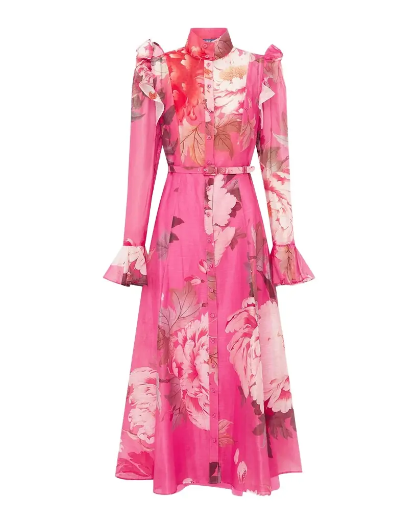LEO LIN Katrina Floral-Print Ruffle Midi Dress