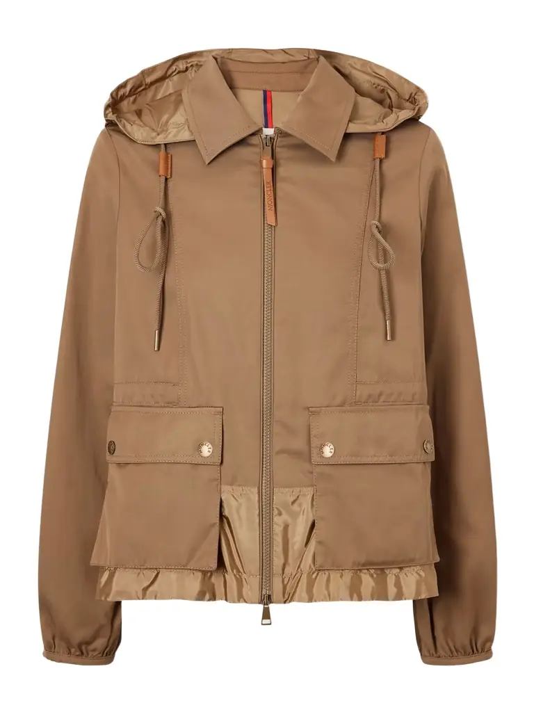 Moncler Adenium Cropped Hooded Shell-paneled Gabardine Jacket
