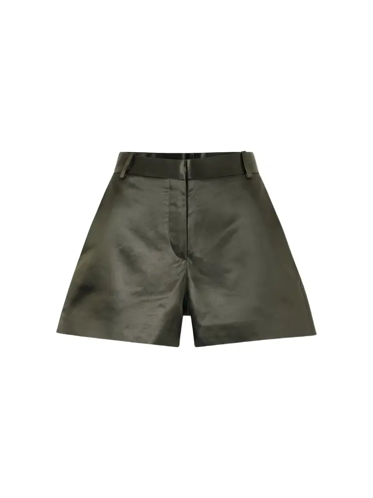 Veronica de Piante Belle Cotton-blend Duchesse-satin Shorts