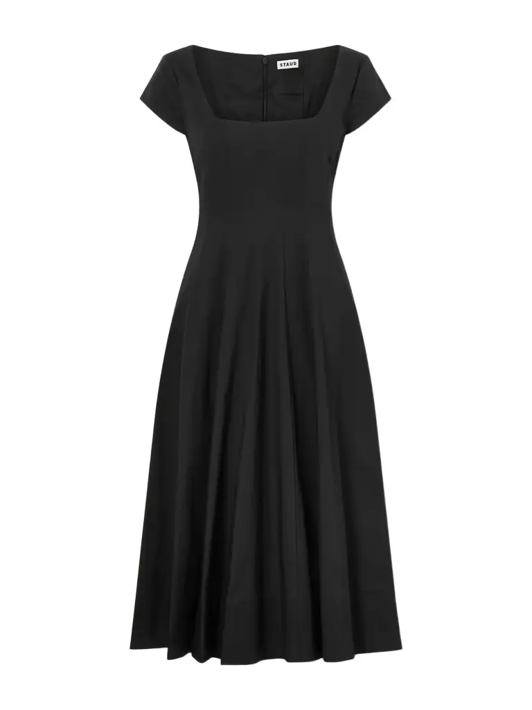 Staud Wells Paneled Cotton-blend Poplin Midi Dress