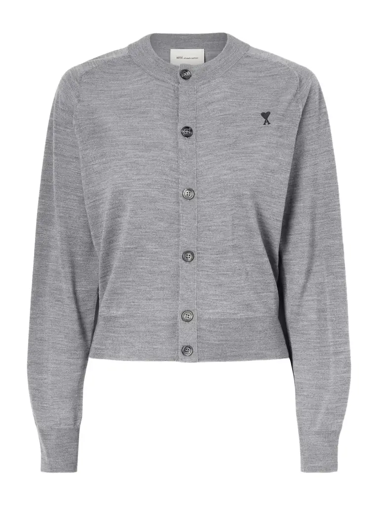 AMI PARIS Embroidered Wool Cardigan