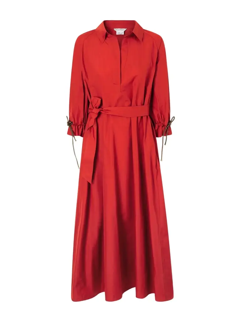 Max Mara Tie-detailed Cotton-poplin Midi Dress
