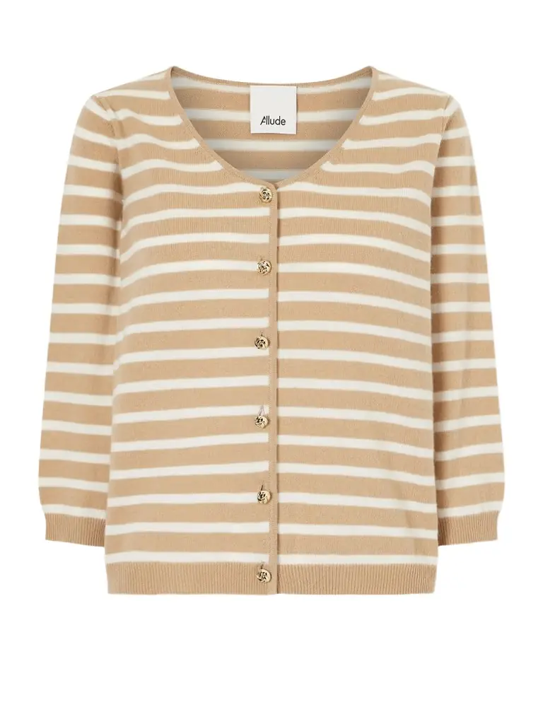 Allude Striped Cashmere Cardigan