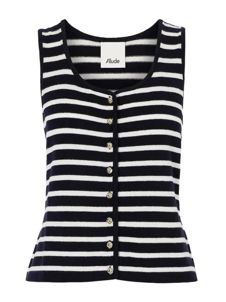 Allude Striped Cashmere Vest