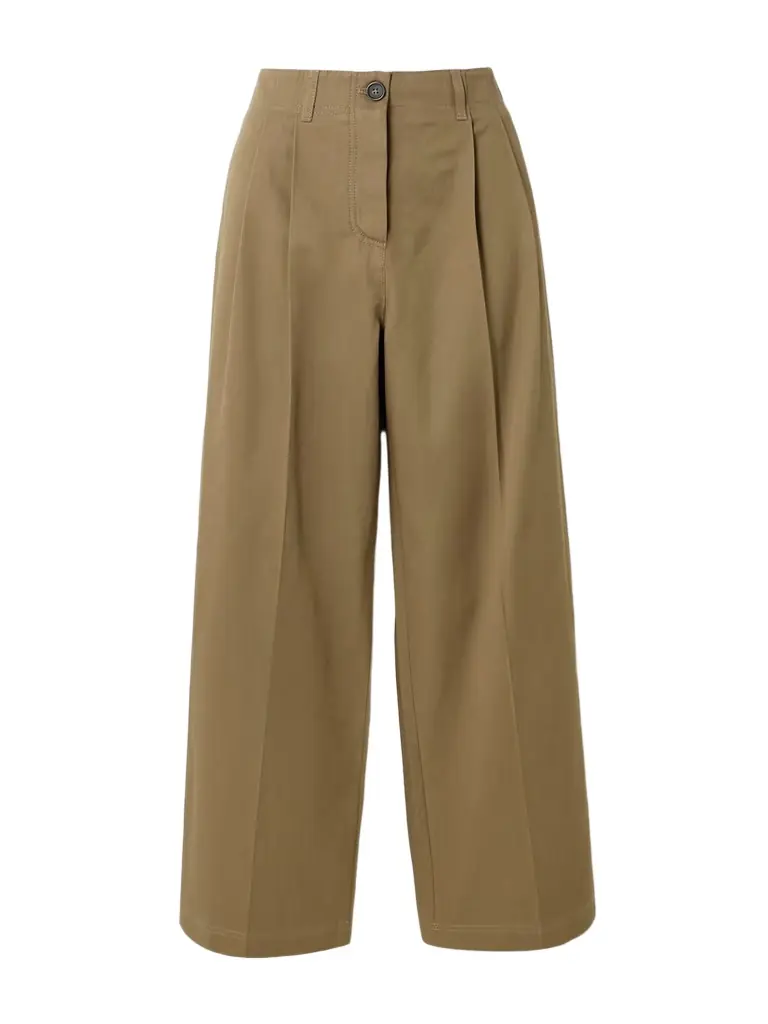 TOTEME Pleated Cotton-twill Wide-leg Pants