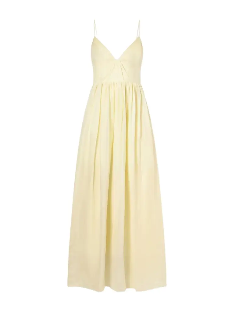 Aje Vacation Gathered Ramie Midi Dress